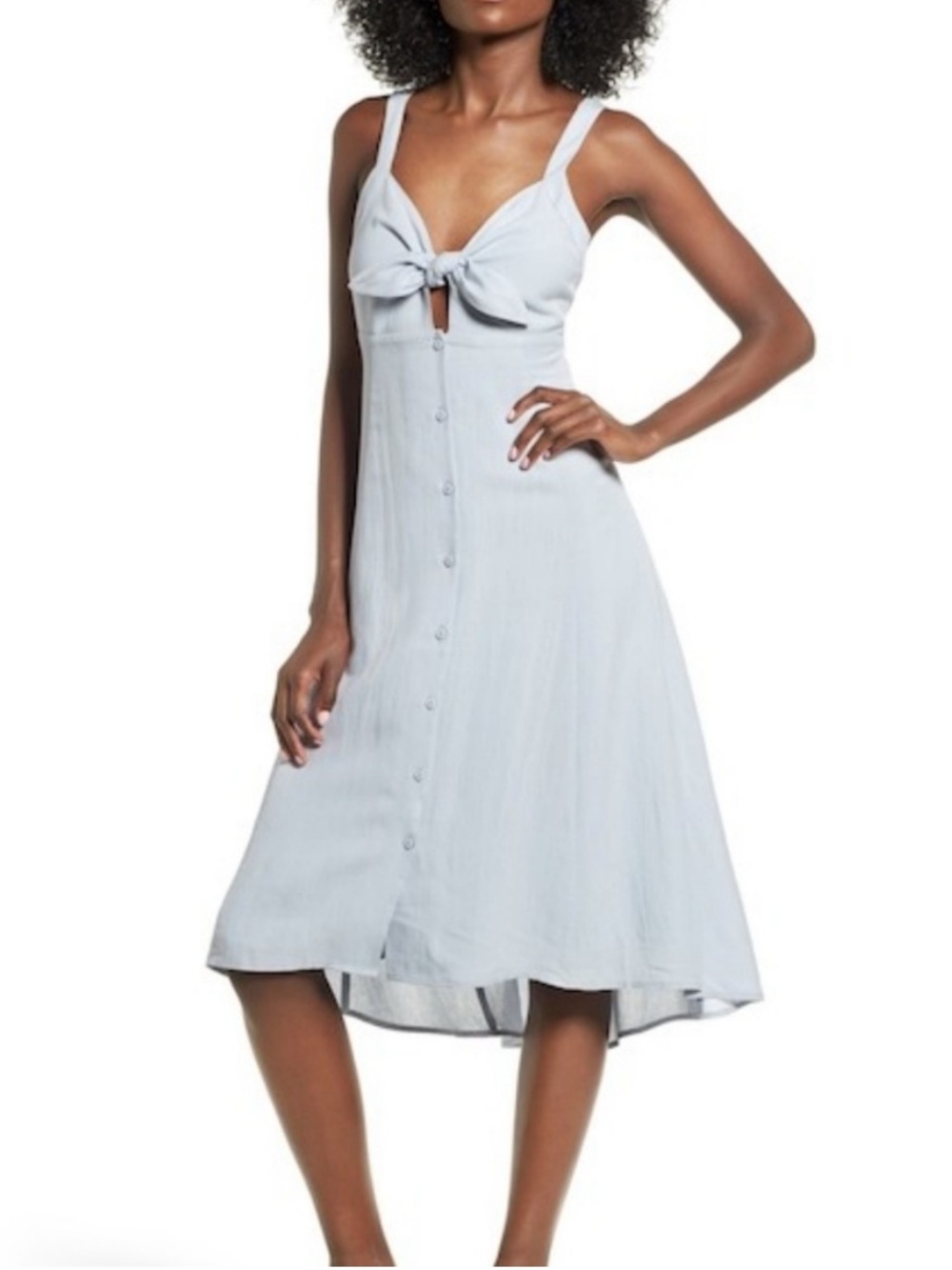 ASTR the Label Linen Tie-Front Midi Dress